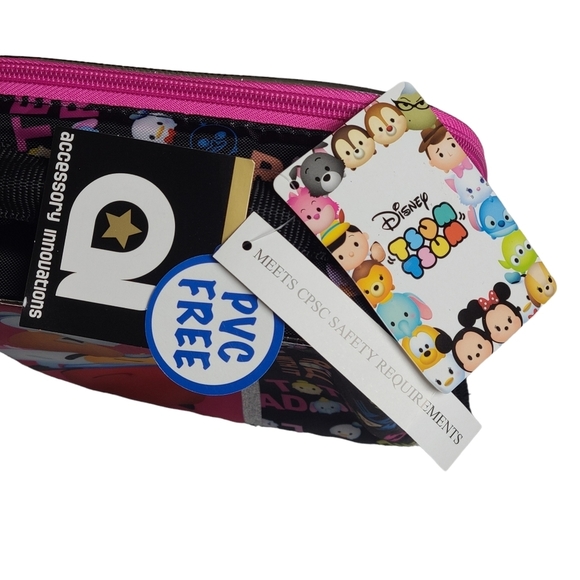 Disney Tsum Tsum Lunch Box Bag Insulated Black Pink Glitter Minnie Mouse Stitch - Picture 5 of 8